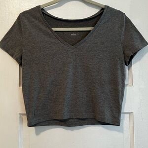 Grey V-neck crop top